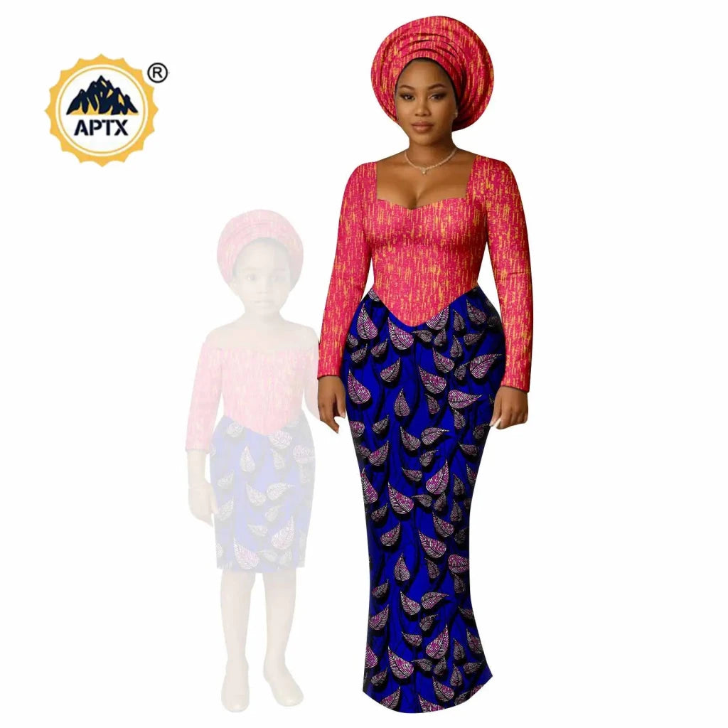 African Dashiki Long Dresses – Ankara Mom and Daughter Matching Family Wear - Free Delivery Worldwide only at Flexi Africa