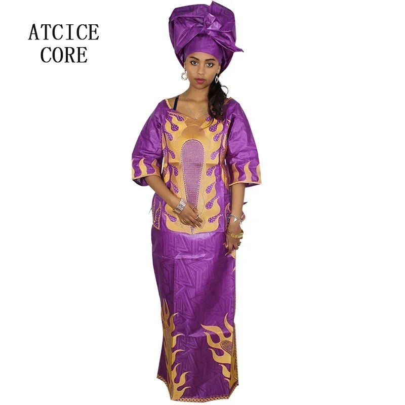 African Dress For Woman Bazin Riche Design Up And Down 3Pieces One Set - Free Delivery Worldwide only at Flexi Africa