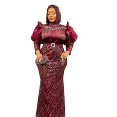 African Dresses for Women 2024 New Fashion Plus Size Sequin Evening Party Long Dress Ankara Dashiki Outfits Robe African Clothes - Free Delivery Worldwide only at Flexi Africa