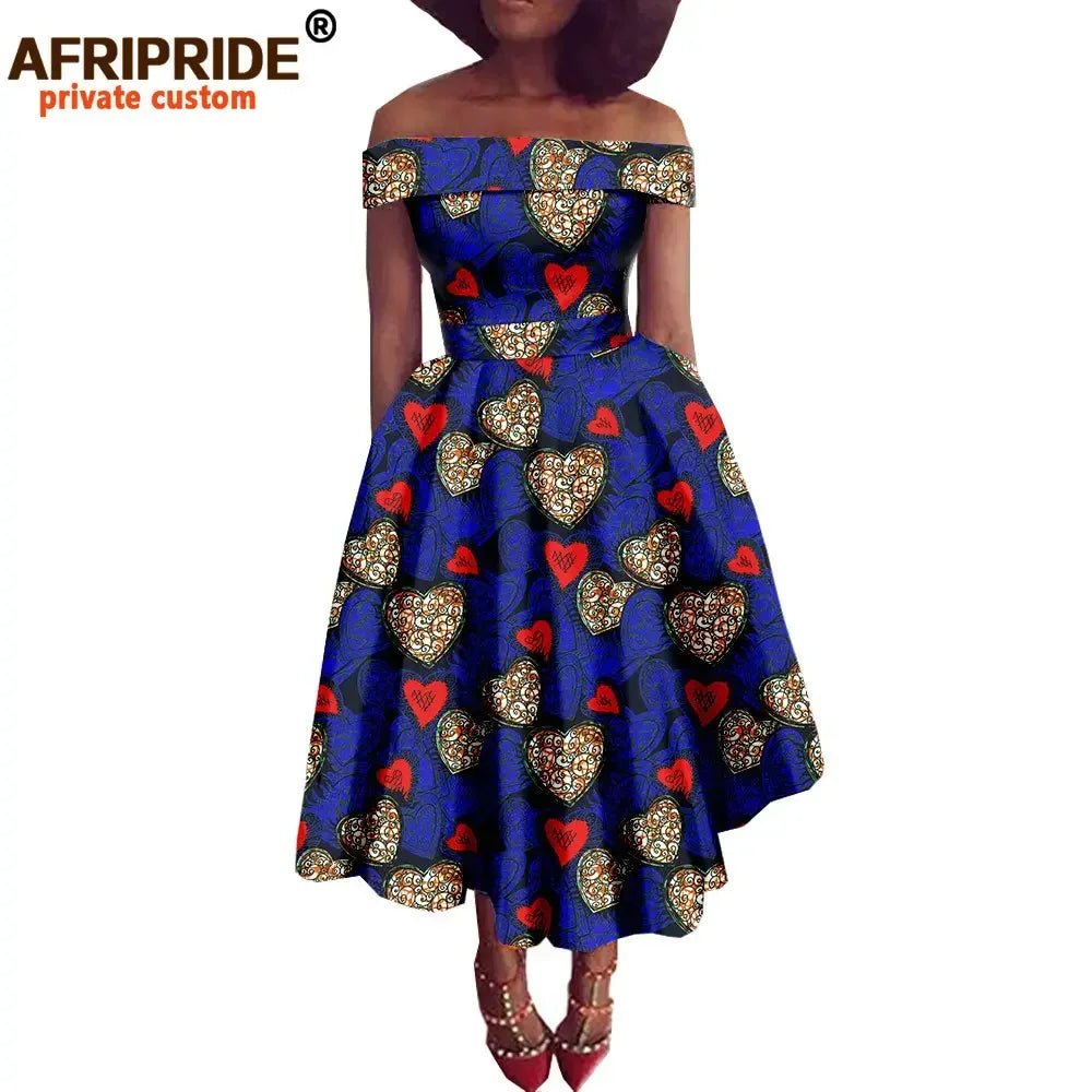 African Dresses for Women Ankara Print Off Shoulder Traditional African Clothing Strapless Dress Ankara Attire