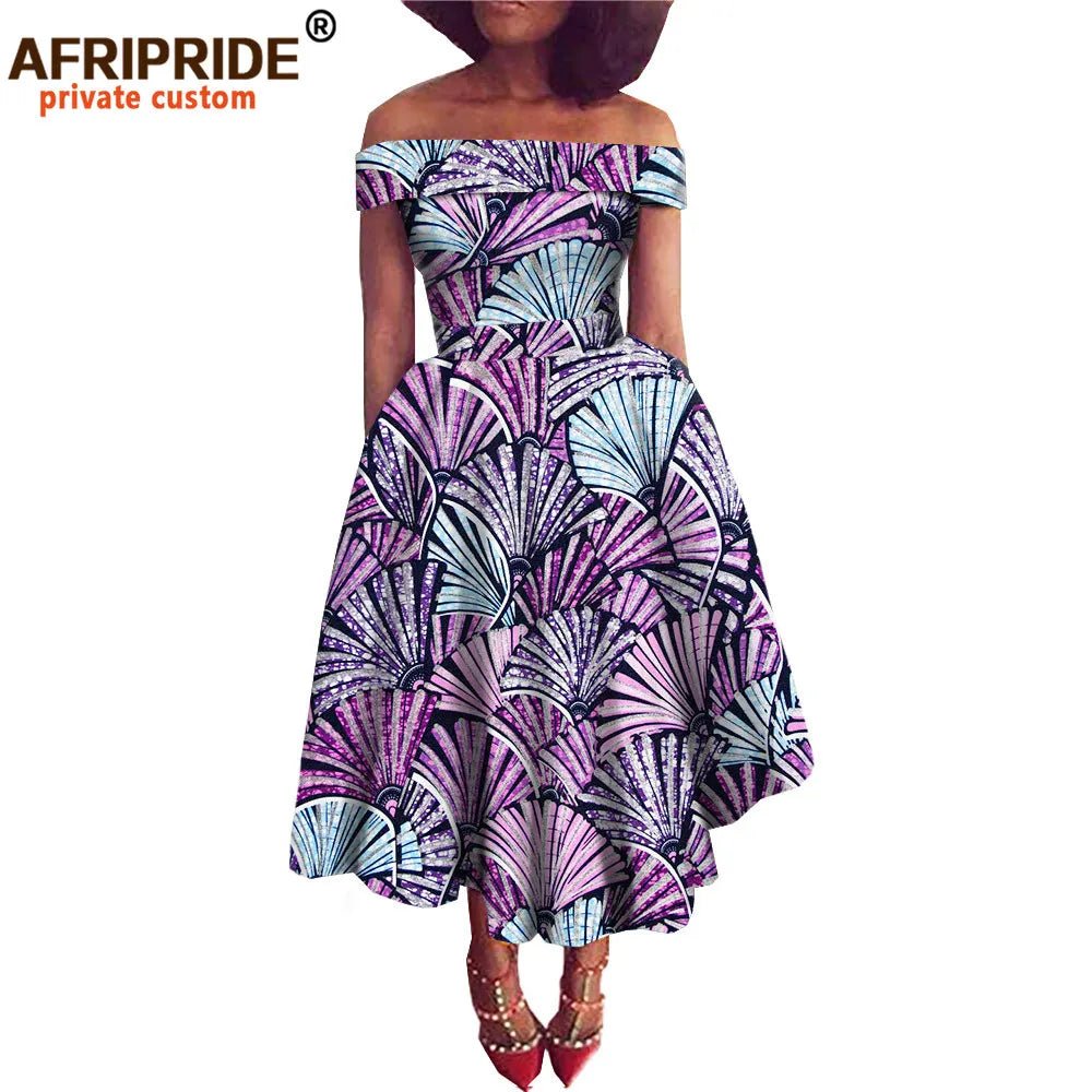 African Dresses for Women Ankara Print Off Shoulder Traditional African Clothing Strapless Dress Ankara Attire A722516 - Free Delivery Worldwide only at Flexi Africa