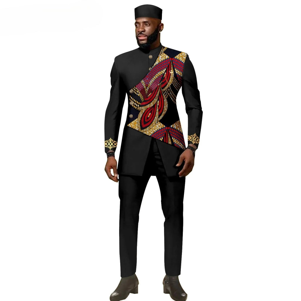 African Ethnic New Style Men's Suit - Elegant and Fitted Design - Fashionable Men's Clothing - Free Delivery Worldwide