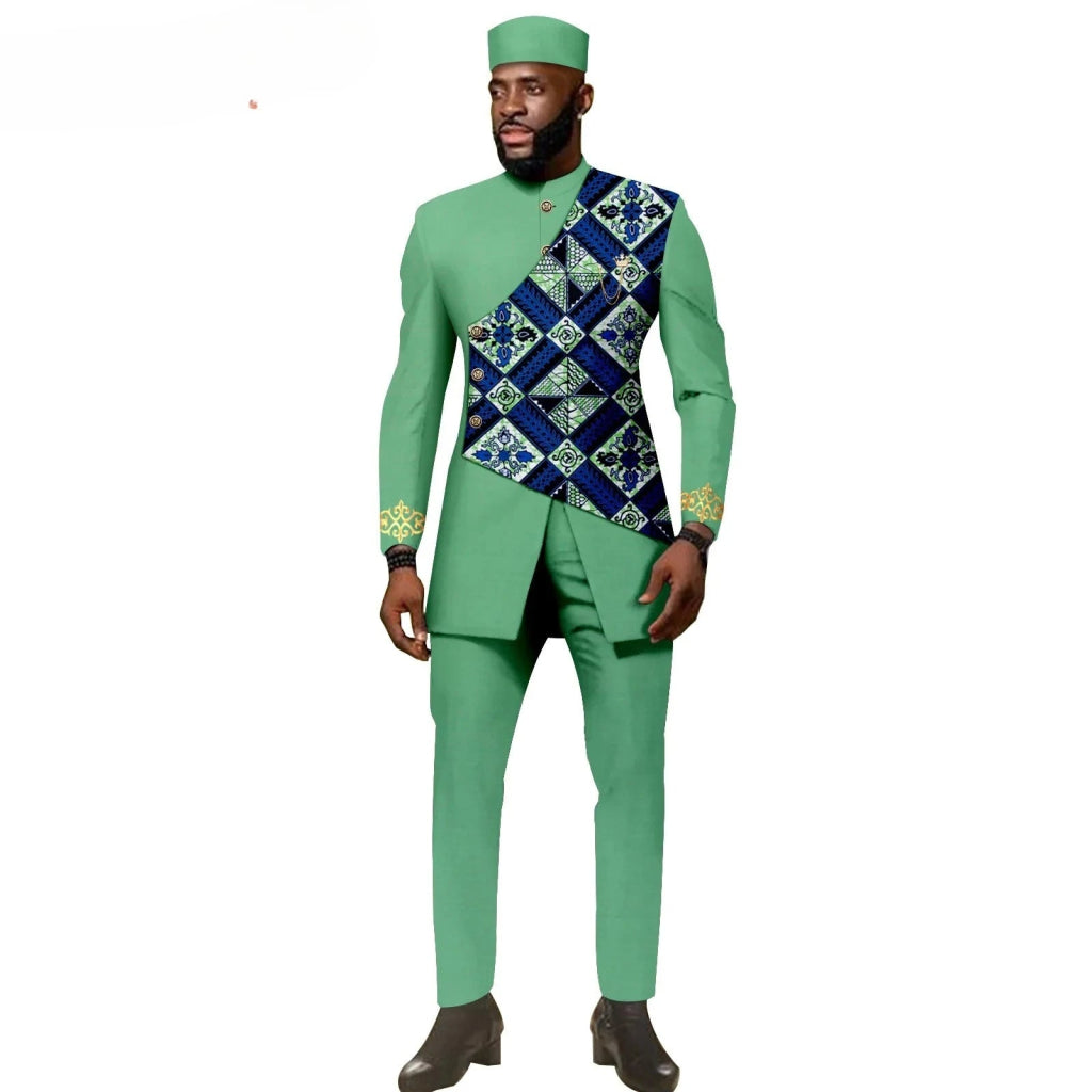 African Ethnic New Style Men's Suit - Elegant and Fitted Design - Fashionable Men's Clothing - Free Delivery Worldwide