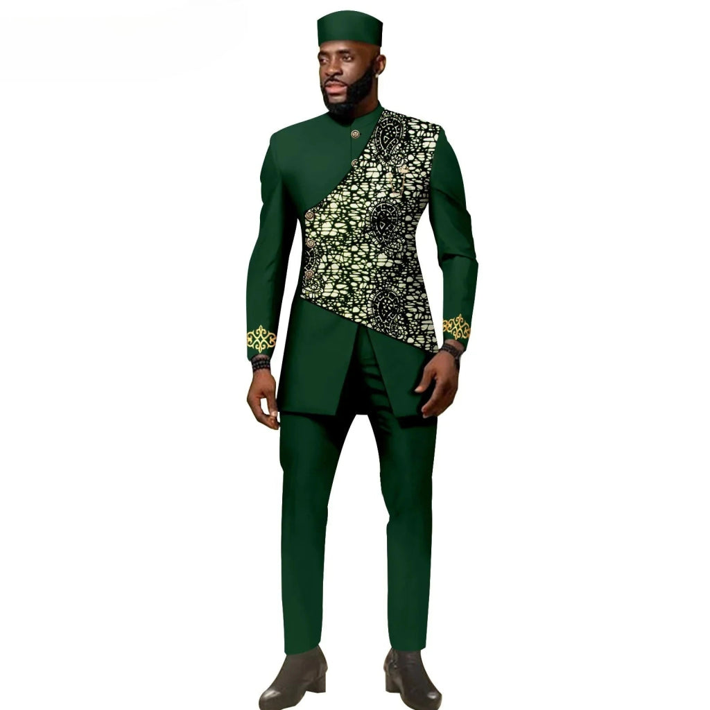 African Ethnic New Style Men's Suit - Elegant and Fitted Design - Fashionable Men's Clothing - Free Delivery Worldwide