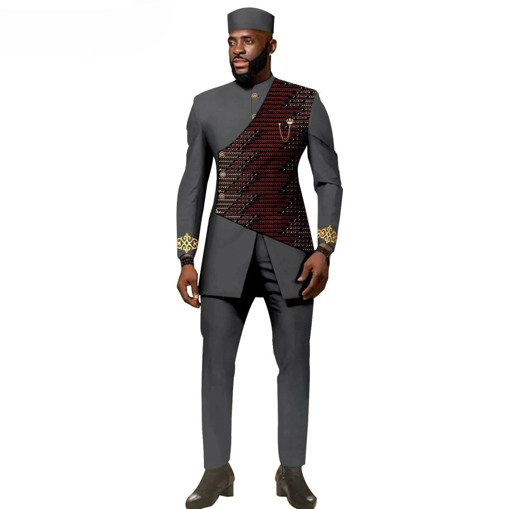 African Ethnic New Style Men's Suit - Elegant and Fitted Design - Fashionable Men's Clothing - Free Delivery Worldwide