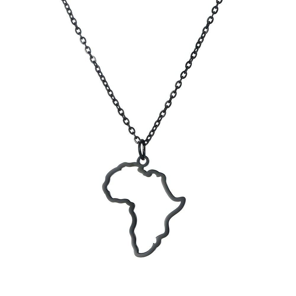 African Heart Stainless Steel Necklace: Symbolic South Africa Map Pendant - Flexi Africa - Flexi Africa offers Free Delivery Worldwide - Vibrant African traditional clothing showcasing bold prints and intricate designs