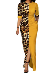 African Inspired Dashiki Print Leopard Robe Gowns: Elegant Long Maxi Dresses - Flexi Africa - www.flexiafrica.com - FREE POST