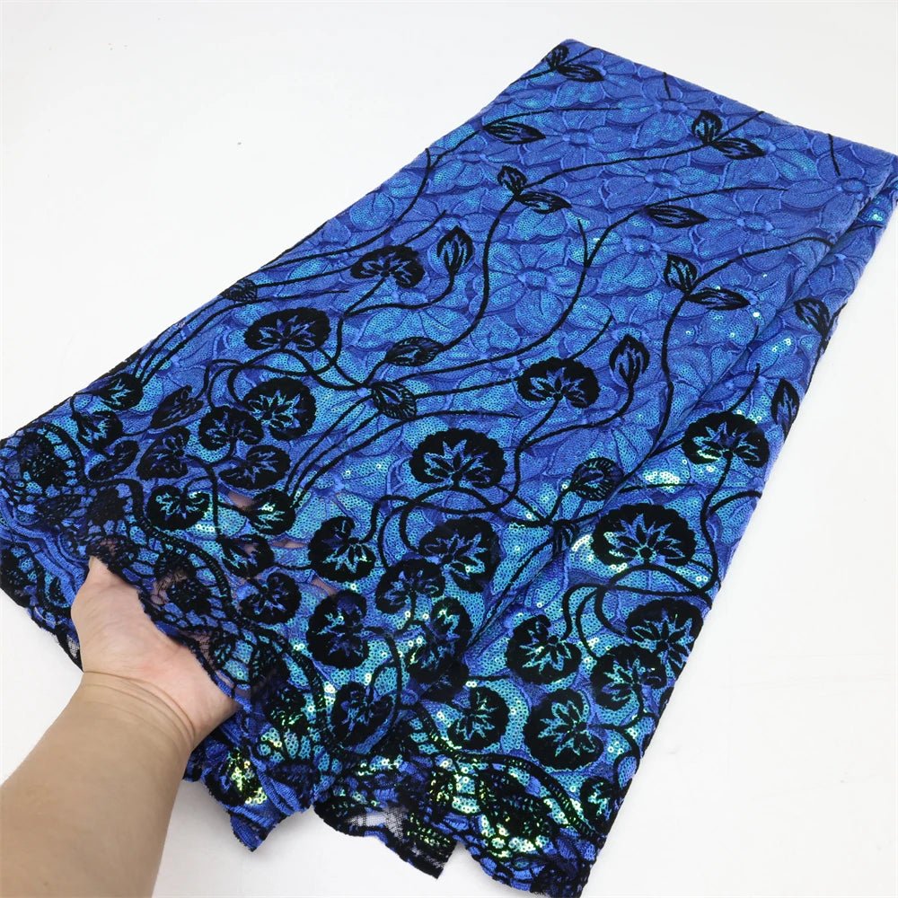 African Lace Fabric – Elegant Tulle Net Embroidery with Sequins - Free Delivery Worldwide only at Flexi Africa