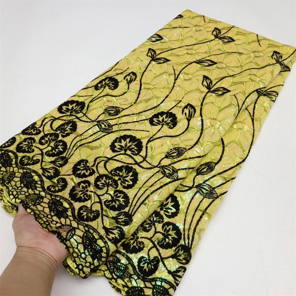 African Lace Fabric – Elegant Tulle Net Embroidery with Sequins - Free Delivery Worldwide only at Flexi Africa