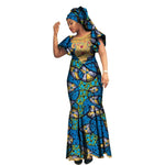 African Luxury Ankara Gown – Stylish Bodycon Maxi Dress for Party, Wedding, and Formal Events - Free Delivery Worldwide