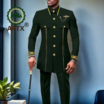 African Men’s Bazin Riche Suit – Gold Embroidered Coat and Pants Set for Weddings and Formal Occasions - Free Delivery Worldwide only at Flexi Africa