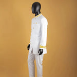 African Men’s Slim - Fit Suit Set – Double - Breasted Embroidered Blazer & Matching Trousers, Full - Sleeve Formal Business Attire - Free Delivery Worldwide only at Flexi Africa