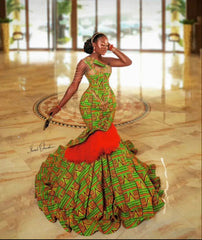 African mermaid dress, African mermaid skirt, Ankara maxi mermaid gown - Flexi Africa - Free Delivery Worldwide only at www.flexiafrica.com