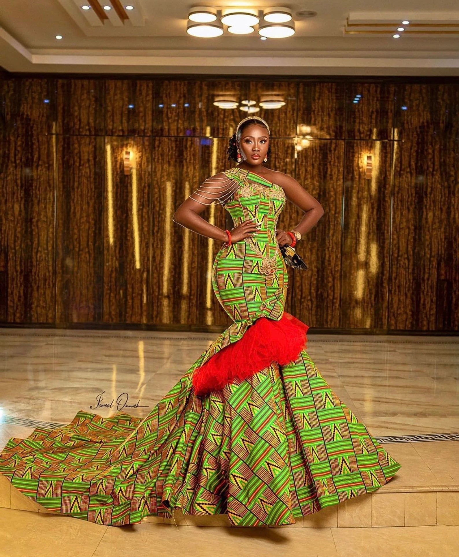 African mermaid dress, African mermaid skirt, Ankara maxi mermaid gown - Flexi Africa - Free Delivery Worldwide only at www.flexiafrica.com