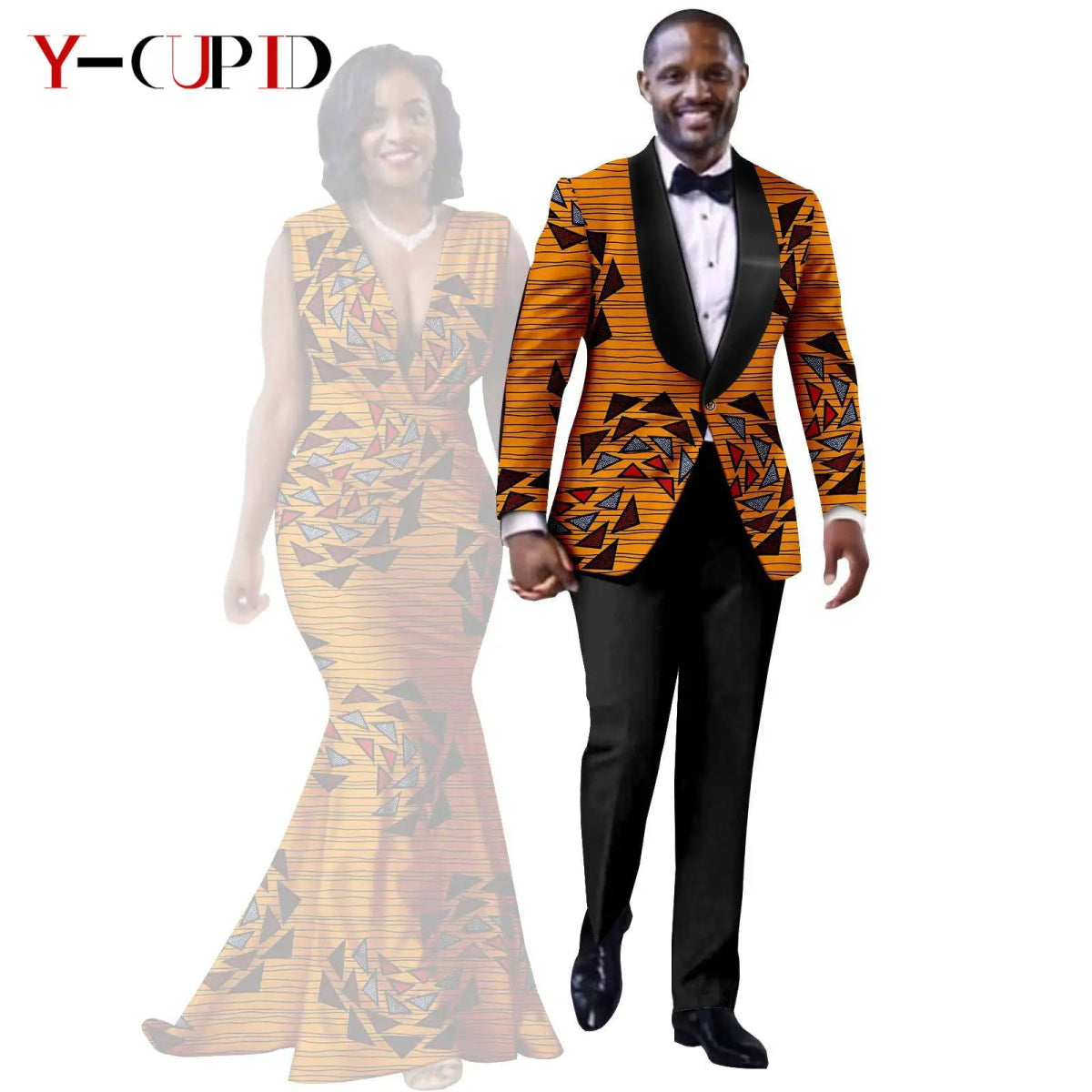African Mermaid Dress & Matching Men’s Suit Set – Dashiki Couple Outfit for Weddings and Special Events - Free Delivery Worldwide only at Flexi Africa