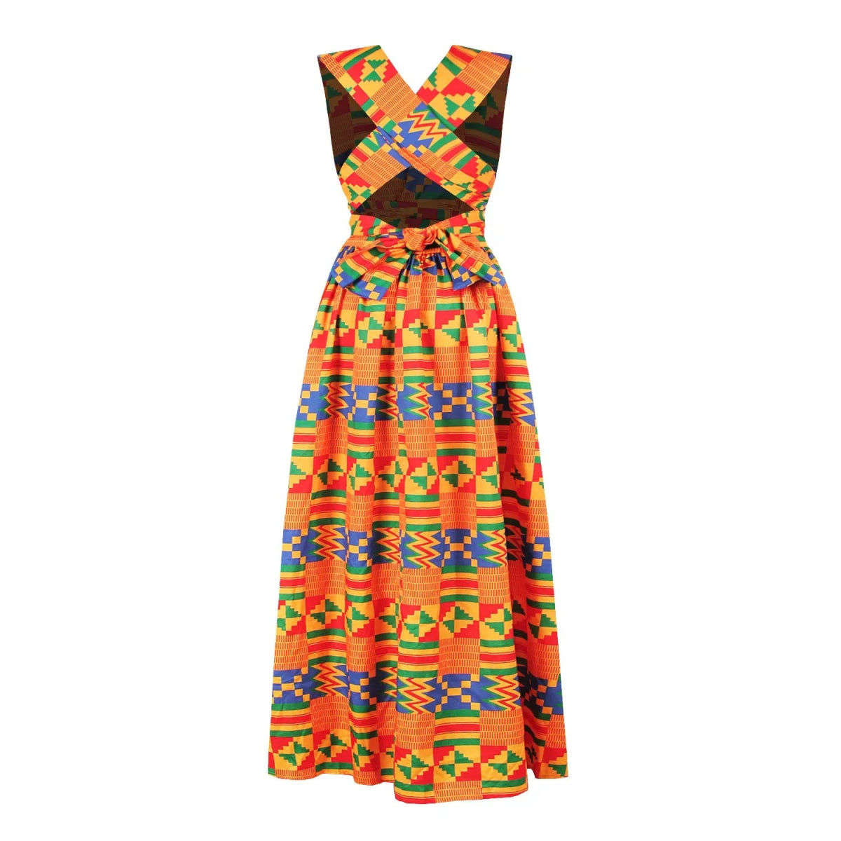 African National Sexy Sleeveless Women Dress Fashion Off Back Print Lady Party Dresses Vintage Casual Long Dress Africa Clothing - Free Delivery Worldwide only at Flexi Africa