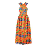 African National Sexy Sleeveless Women Dress Fashion Off Back Print Lady Party Dresses Vintage Casual Long Dress Africa Clothing - Free Delivery Worldwide only at Flexi Africa