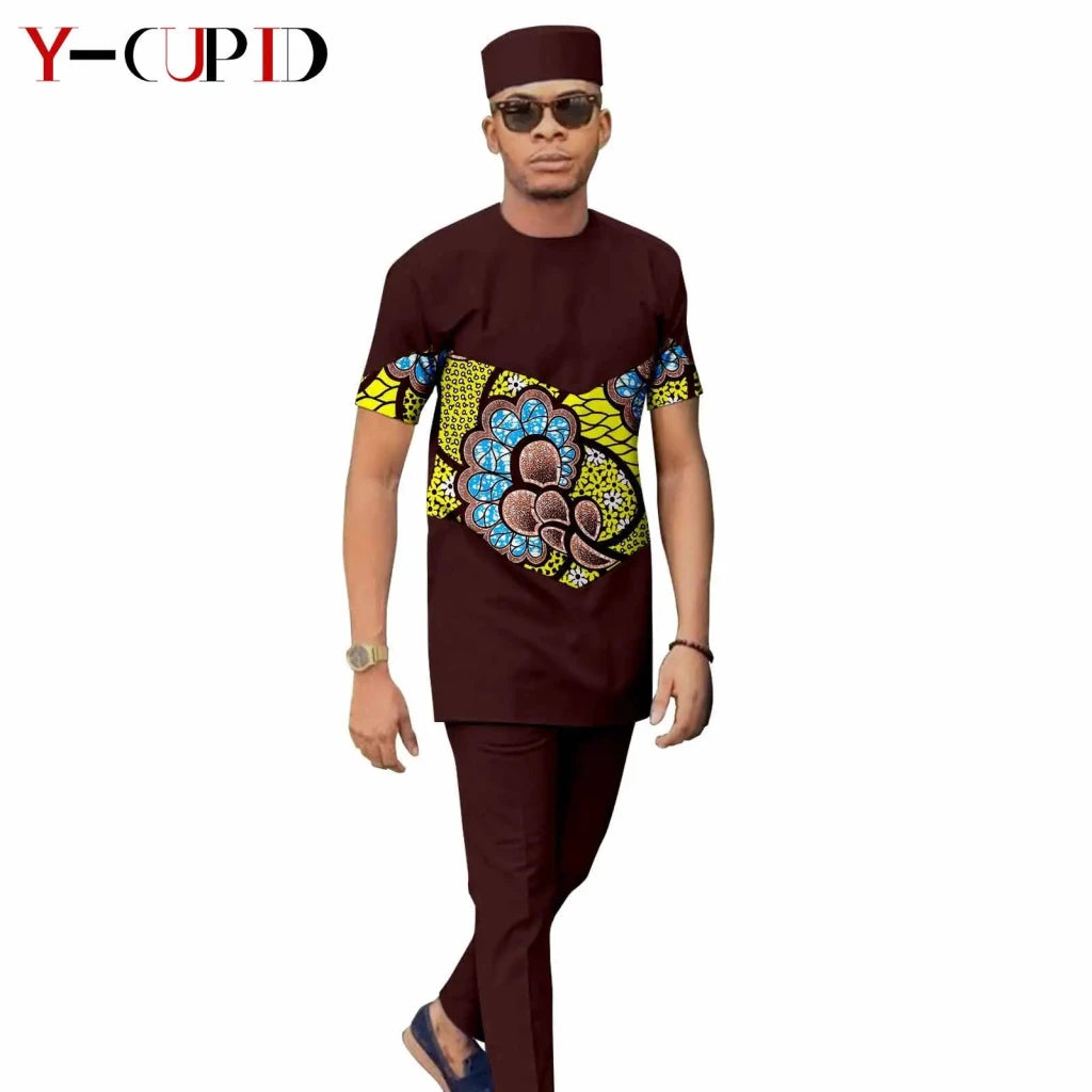 African Print Couple Matching Set – Women’s Long Dress & Men’s Dashiki Pant Outfit - Free Delivery Worldwide only at Flexi Africa