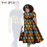 African Print Couple Matching Set – Women’s Long Dress & Men’s Dashiki Pant Outfit - Free Delivery Worldwide only at Flexi Africa