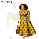 African Print Couple Matching Set – Women’s Long Dress & Men’s Dashiki Pant Outfit - Free Delivery Worldwide only at Flexi Africa