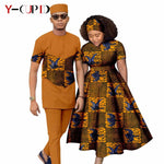 African Print Couple Matching Set – Women’s Long Dress & Men’s Dashiki Pant Outfit - Free Delivery Worldwide only at Flexi Africa