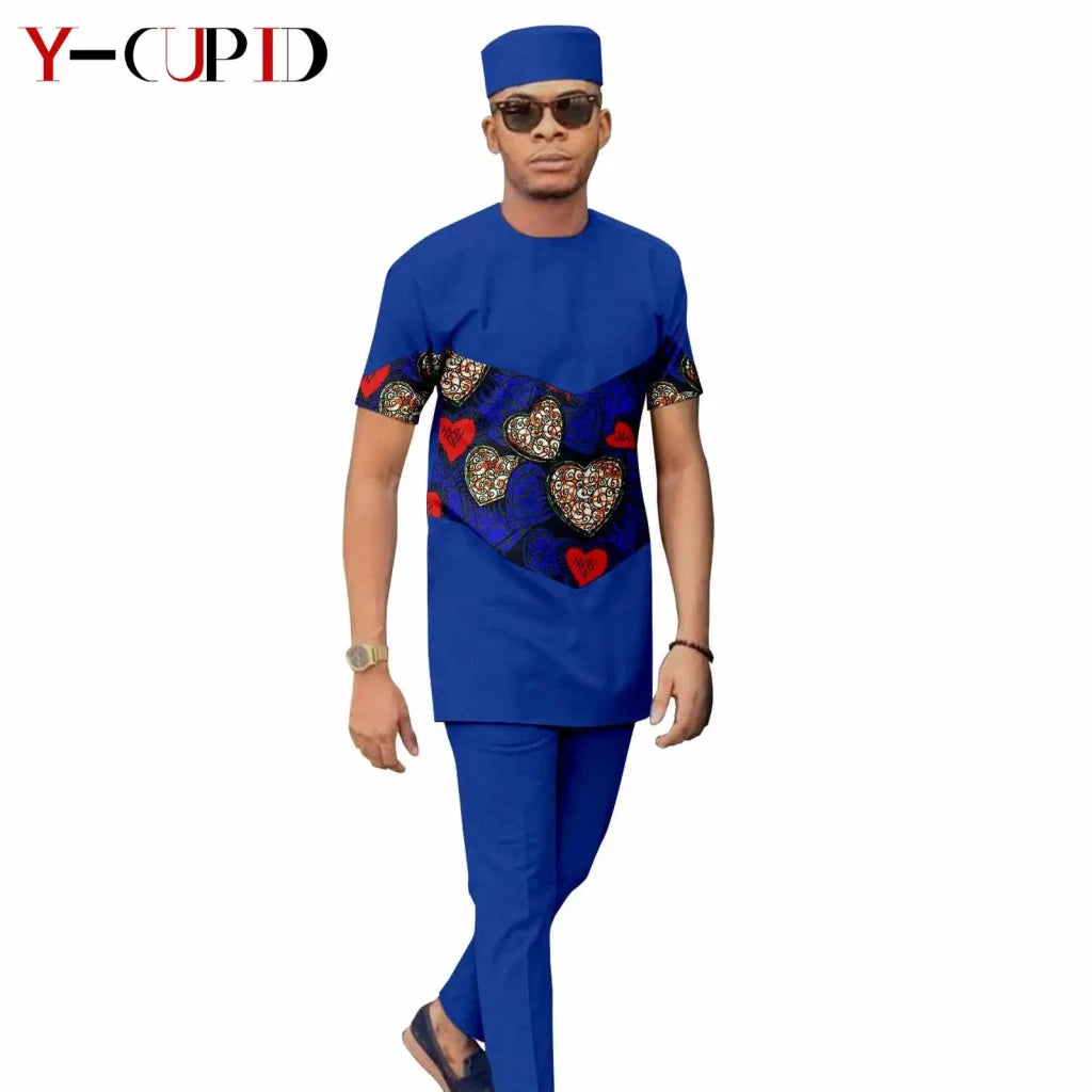 African Print Couple Matching Set – Women’s Long Dress & Men’s Dashiki Pant Outfit - Free Delivery Worldwide only at Flexi Africa