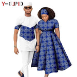 African Print Couple Matching Set – Women’s Long Dress & Men’s Dashiki Pant Outfit - Free Delivery Worldwide only at Flexi Africa