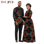 African Print Couple Outfit Set – Women’s Long Tutu Dress & Men’s Dashiki Suit Top and Pants - Free Delivery Worldwide only at Flexi Africa