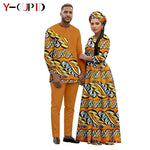 African Print Couple Outfit Set – Women’s Long Tutu Dress & Men’s Dashiki Suit Top and Pants - Free Delivery Worldwide only at Flexi Africa
