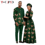 African Print Couple Outfit Set – Women’s Long Tutu Dress & Men’s Dashiki Suit Top and Pants - Free Delivery Worldwide only at Flexi Africa