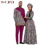 African Print Couple Outfit Set – Women’s Long Tutu Dress & Men’s Dashiki Suit Top and Pants - Free Delivery Worldwide only at Flexi Africa