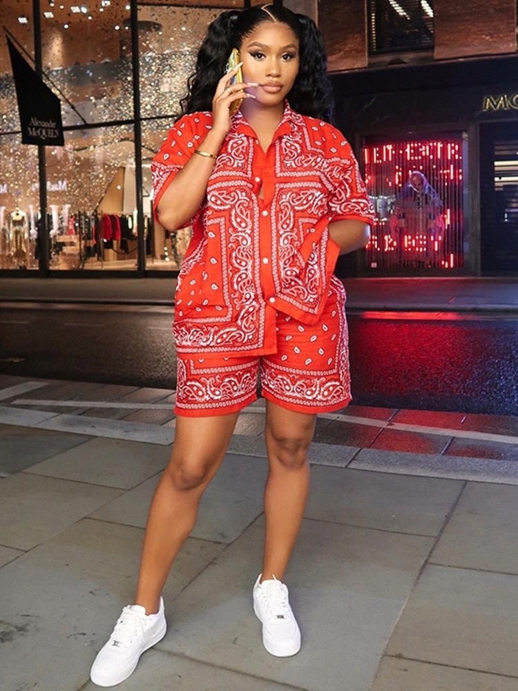 African Print Elastic Bazin 2PC for Women - Baggy Shorts and Dashiki Famous Suit with Rock Style Outfit for Ladies - Free Delivery Worldwide only at Flexi Africa