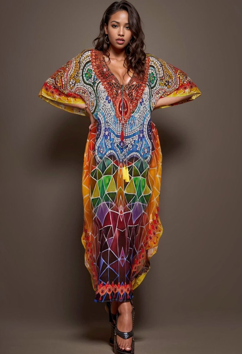 African Retro Hippie Colorful Quick Dry Beach Dress Robe - Free Delivery Worldwide only at Flexi Africa