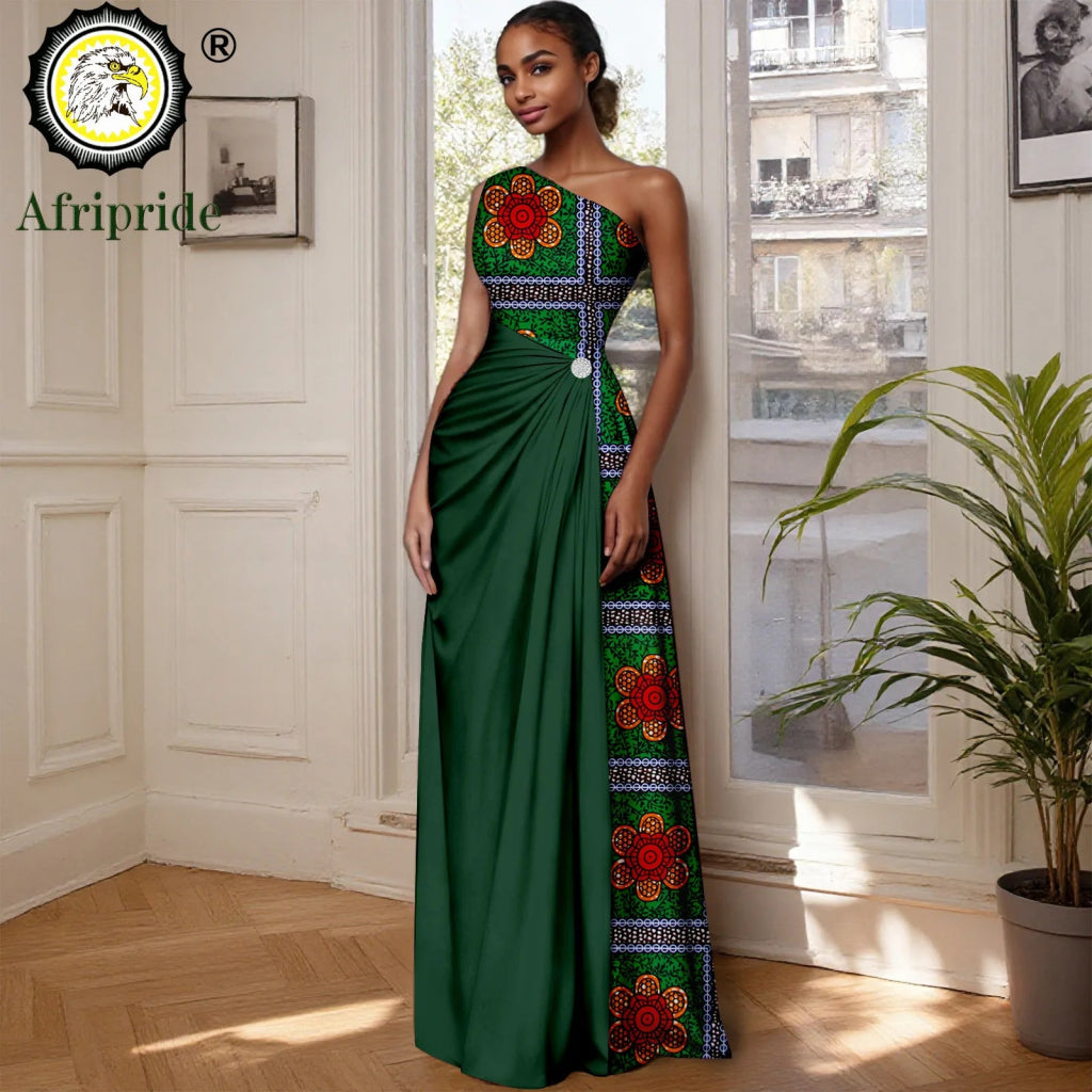 African Sleeveless Off - Shoulder Maxi Dresses for Women | High - Waist Ankara Party Wear - Free Delivery Worldwide only at Flexi Africa