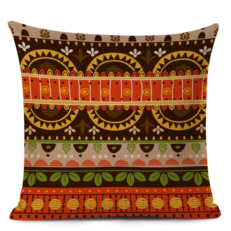 African Style Cushion Cover Tribal Geometric Pattern Decorative Linen Pillow Case Cover for Sofa Home Decor - Flexi Africa