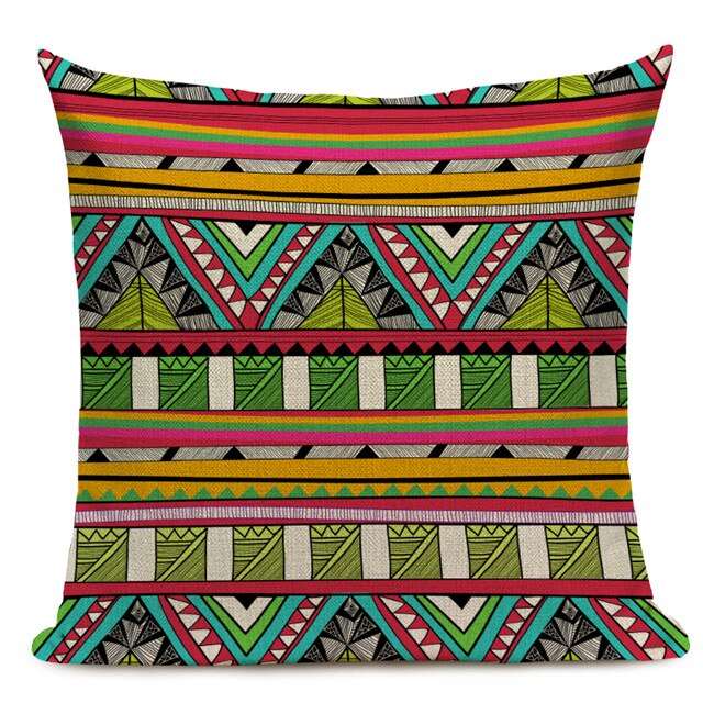 African Style Cushion Cover Tribal Geometric Pattern Decorative Linen Pillow Case Cover for Sofa Home Decor - Flexi Africa