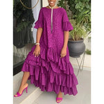 African Style Printed Midi Dress for Women – Trendy Loose Fit with Flare Sleeves - Free Delivery Worldwide only at Flexi Africa