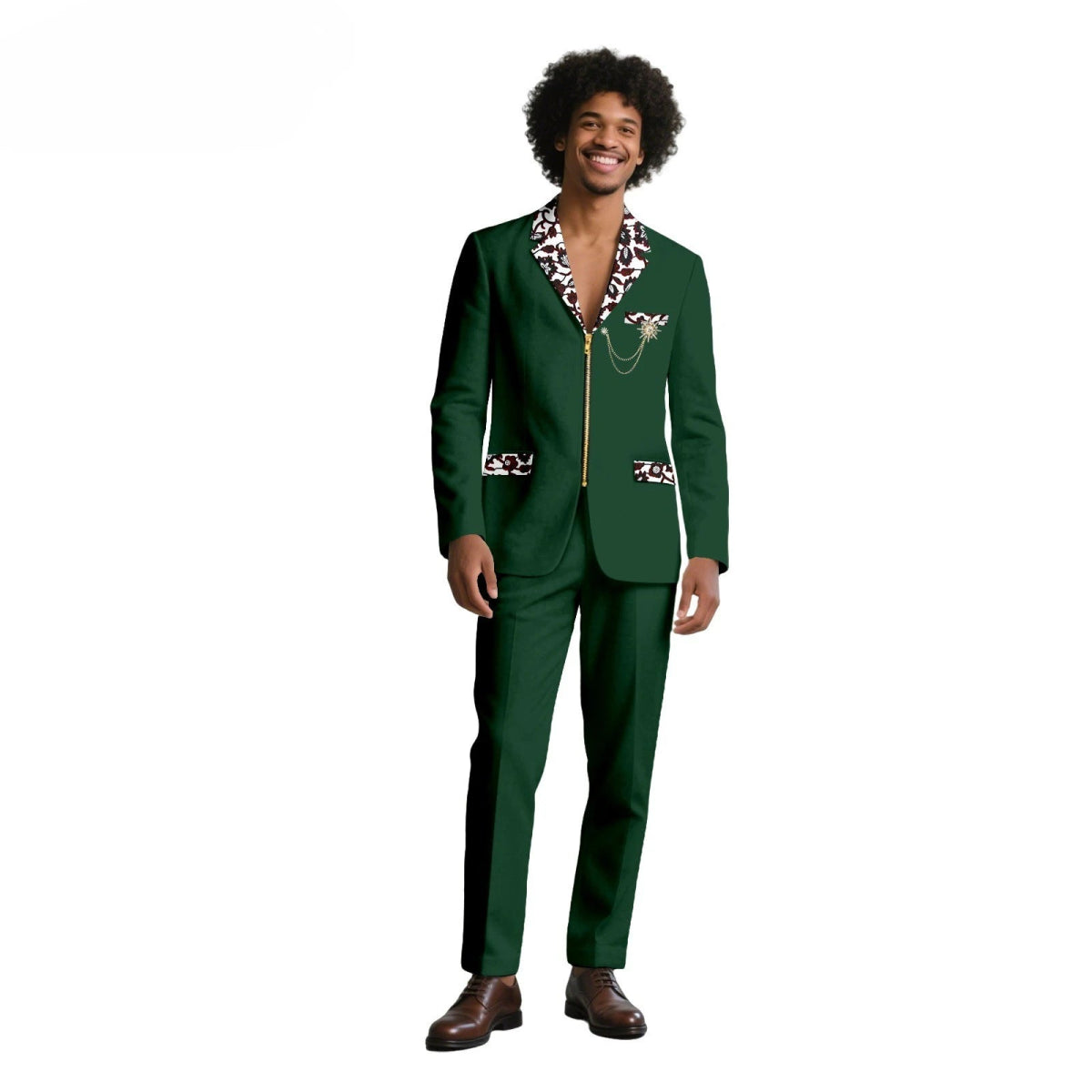 African Suits for Men Traditional Wedding Designed Slim Fit Jacket Pants Set with Breastbin High Quality Suit Mens Clothes