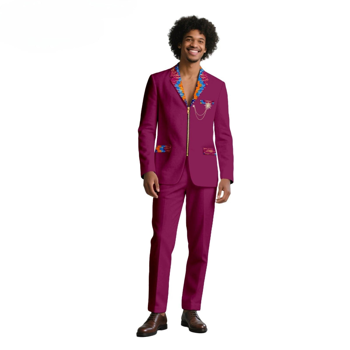 African Suits for Men Traditional Wedding Designed Slim Fit Jacket Pants Set with Breastbin High Quality Suit Mens Clothes