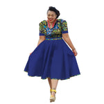 African Traditional Bazin Riche Dress for Women – Cotton Print Knee - Length Summer Wear - Free Delivery Worldwide only at Flexi Africa