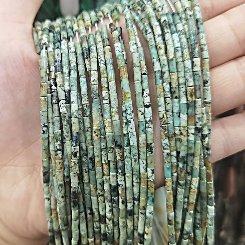 African Turquoise Stone Beads Set: Versatile 2*4mm Shapes for DIY Jewelry - Bracelets, Necklaces, and Accessories - 15" Strand - Free Delivery Worldwide only at Flexi Africa