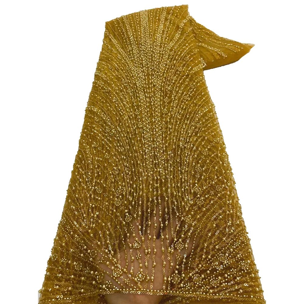 African Various Lace Fabric – Premium Handmade Beaded Embroidery for Elegant Dresses - Free Delivery only at Flexi Africa