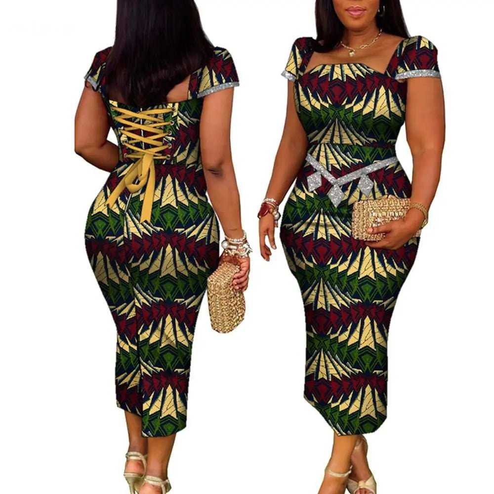 African Wax Print Summer Gown for Women – Elegant Ankara Bandage Dress - Free Delivery Worldwide only at Flexi Africa