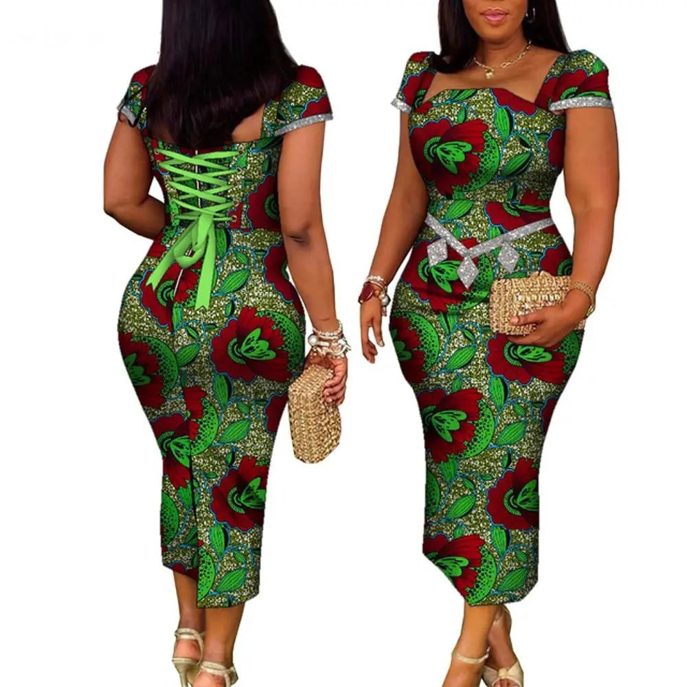 African Wax Print Summer Gown for Women – Elegant Ankara Bandage Dress - Free Delivery Worldwide only at Flexi Africa