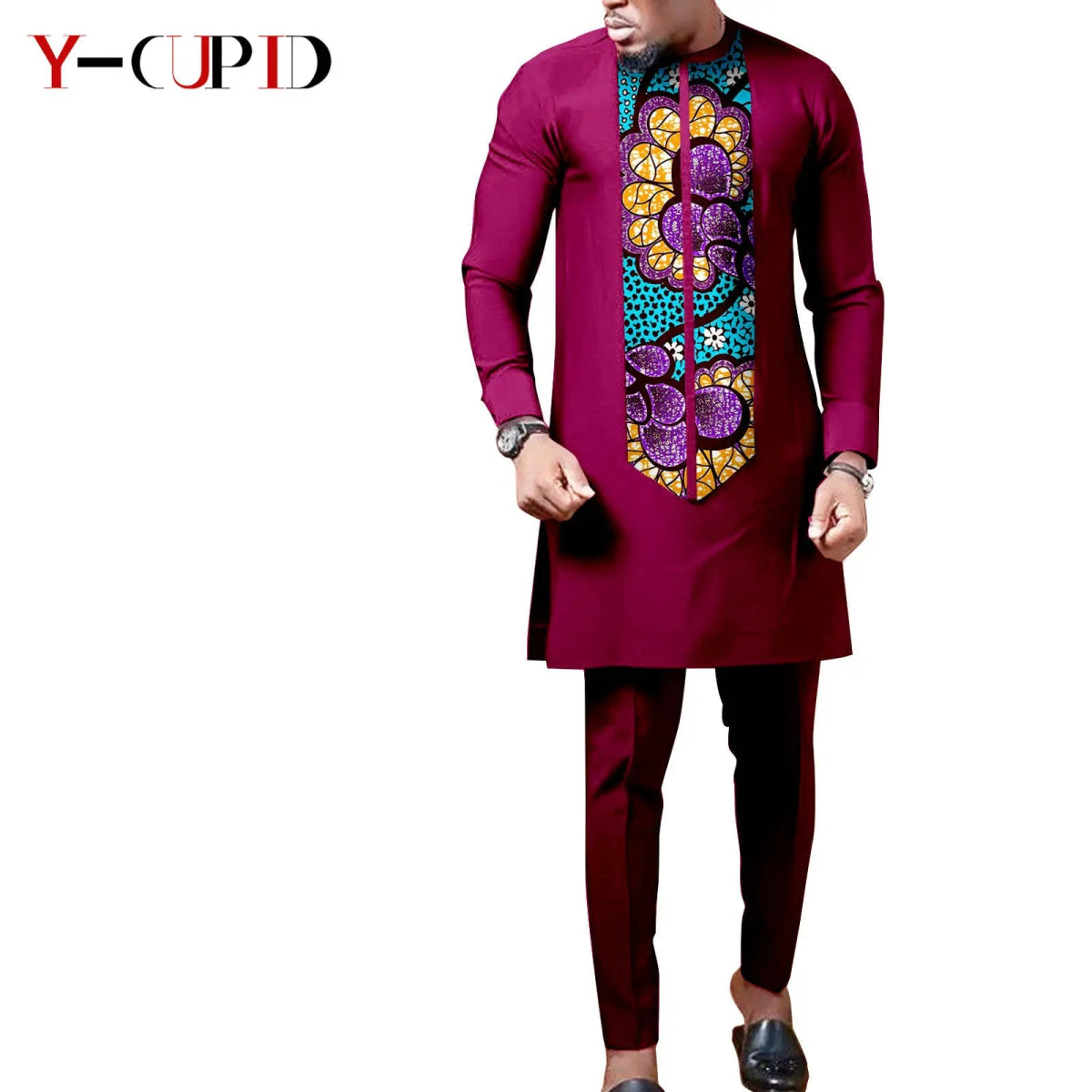 African Wedding Couple Set – Women’s Dashiki Print Dress & Men’s Kaftan Top and Pant Outfit - Free Delivery Worldwide only at Flexi Africa