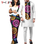 African Wedding Couple Set – Women’s Dashiki Print Dress & Men’s Kaftan Top and Pant Outfit - Free Delivery Worldwide only at Flexi Africa