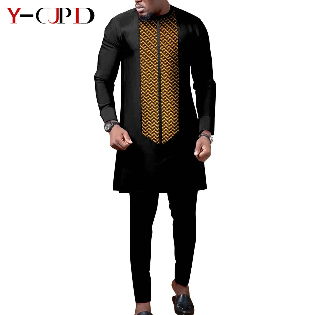 African Wedding Couple Set – Women’s Dashiki Print Dress & Men’s Kaftan Top and Pant Outfit - Free Delivery Worldwide only at Flexi Africa