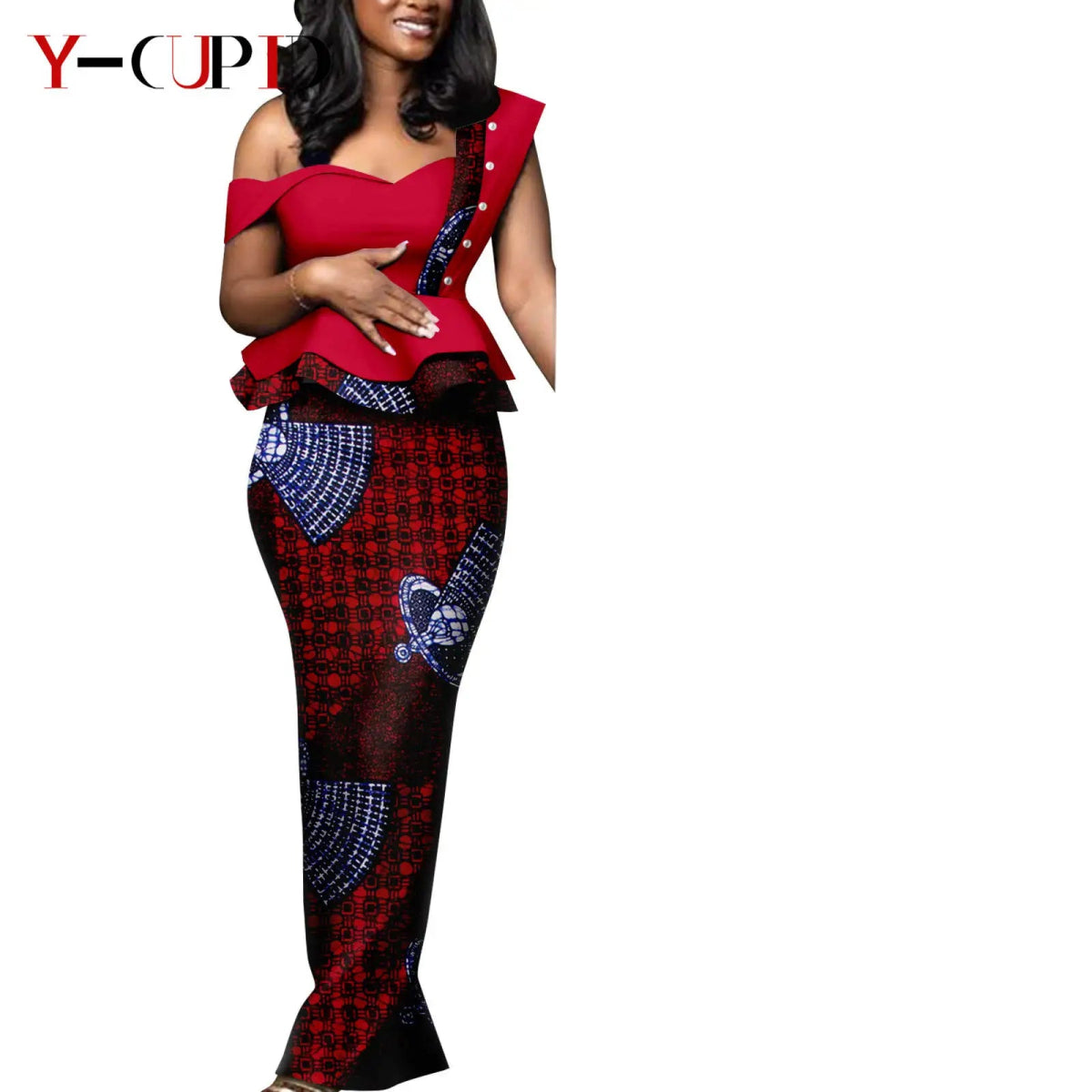 African Wedding Couple Set – Women’s Dashiki Print Dress & Men’s Kaftan Top and Pant Outfit - Free Delivery Worldwide only at Flexi Africa