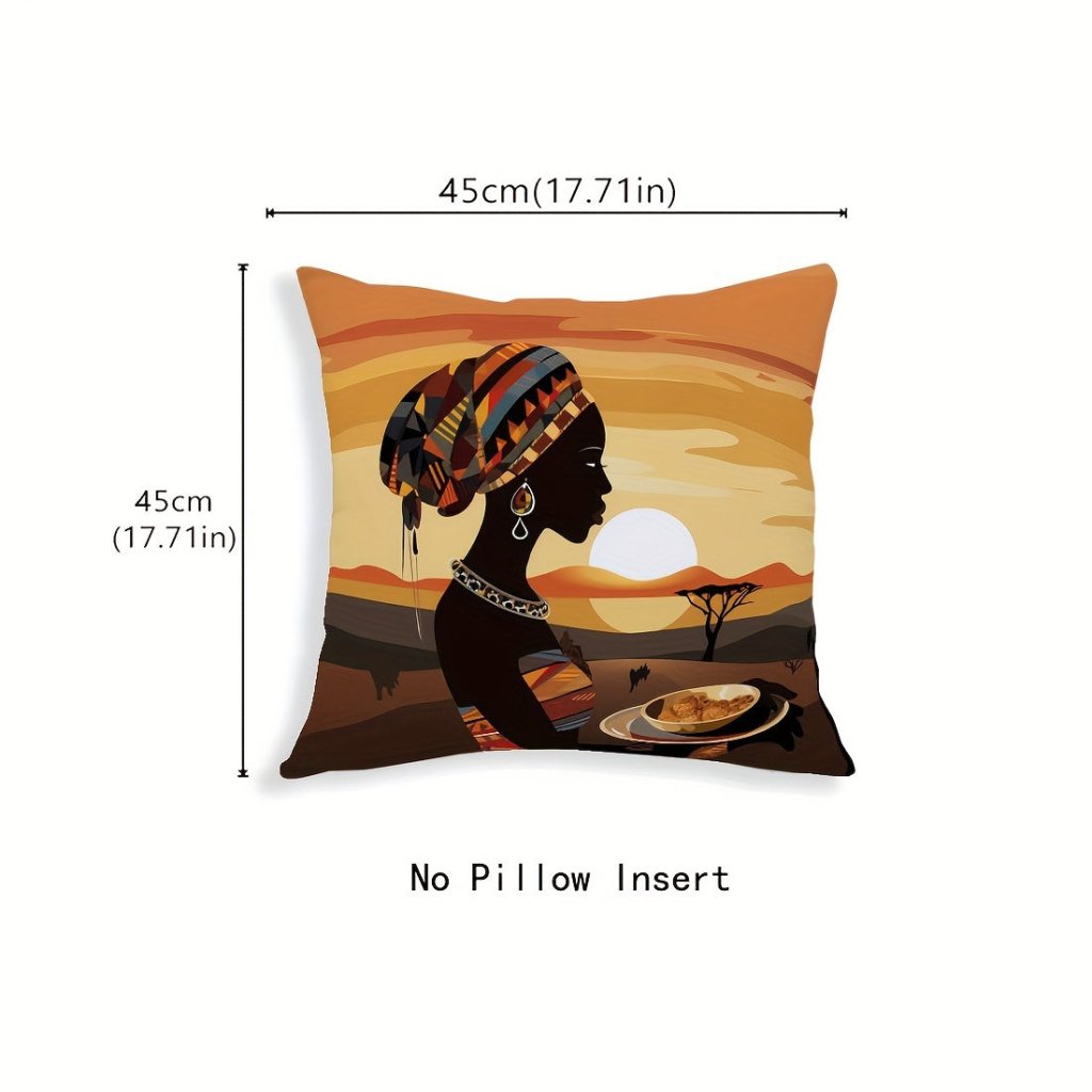 African Woman Decorative Throw Pillow Covers – Set of 4, 17.7" Square - Free Delivery Worldwide only at Flexi Africa
