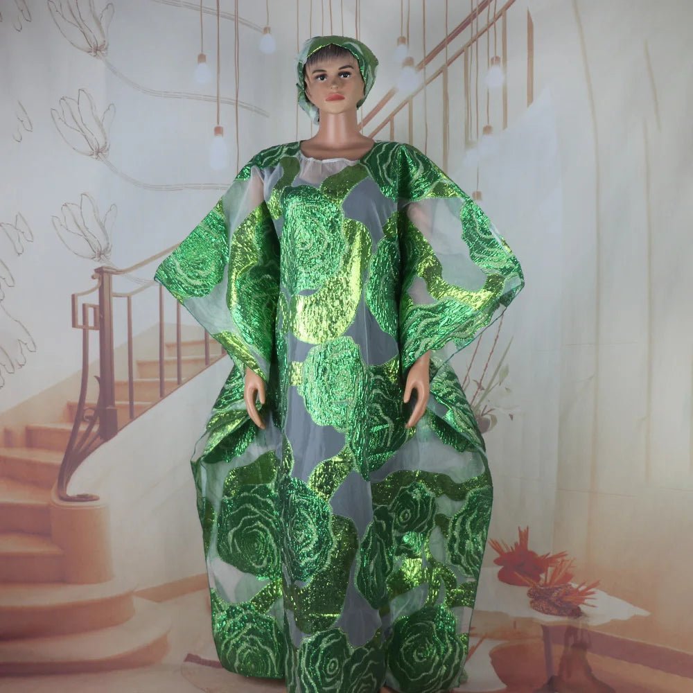 African Women’s 2PC Dress Set with Matching Headscarf – Ethnic Wear - Free Delivery Worldwide only at Flexi Africa